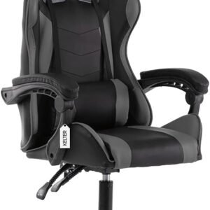 Cadeira gamer reclinável em 70° com ajuste lombar cinza V702