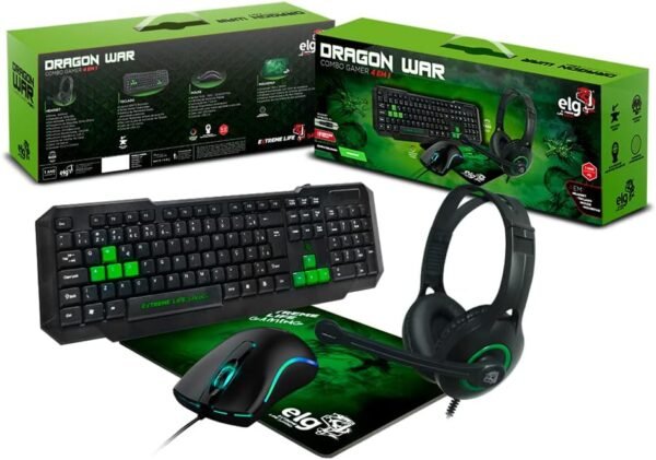Combo Gamer Teclado BNT2 + Headset com Microfone Omnidirecional + Mouse Óptico com 4 Botões de Resposta Rápida + Mousepad 250x210mm - CGDW41G
