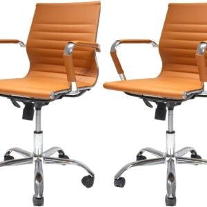 Kit 2 Cadeiras De Escritório Ergonômica Diretor Secretária Charles Eames Eiffel Caramelo