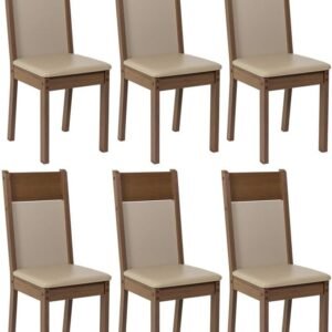 Kit 6 Cadeiras Rustic/crema/sintético Bege 4280 Madesa