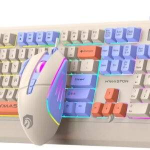 Kit Teclado e Mouse Teclados de Computador com Fio USB Mouse Ergonomico Gamer com LED RGB Compatível com PC Notebook (AZUL)