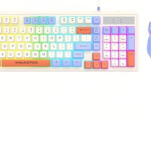 Kit Teclado e Mouse com Fio Teclado Gamer Mouse Ergonomico com RGB Iluminado para Jogos Escritório Compatível com Windows Mac OS (AZUL)