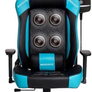 MAX RACER - Cadeira Gamer Massageadora Bunker-SMI Regen -Poltronas Gamer de Aço, Cadeira Ergonômica - 8 Pontos de Massagem, Braços 3D, Suporta 200kg, Tecido Sintético PVC, Inclinação 135° -Azul