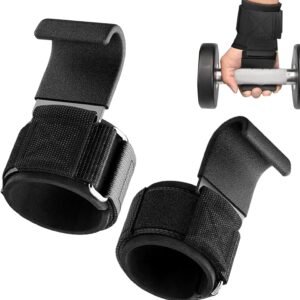 Manguitos de Pulso para Levantamento de Peso,Ganchos de Agarre para Musculação - 2 Peças Mangas de Pulso Ergonómicas Acolchoadas com Ganchos Suportes para Treino, Casa, Treino de Força e Ginásio