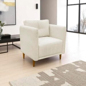 Poltrona Decorativa Luxo Para Sala Recepção Consultório Aviv Linho Premium Bege