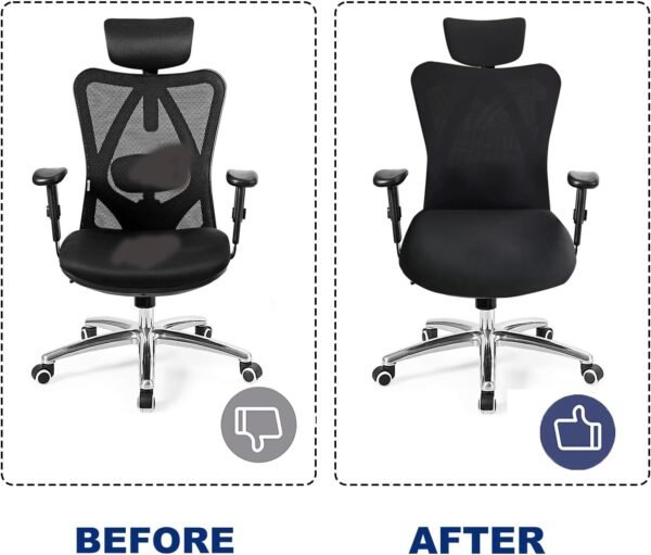 SONNACH 3 capas de cadeira de escritório de escritório elásticas laváveis para cadeira de computador para cadeira de escritório ergonômica (preto) - Imagem 2