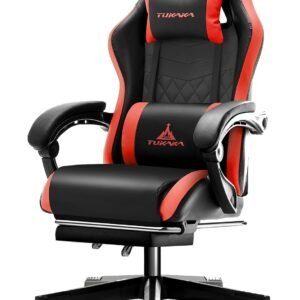 TUKAKA Cadeira de jogos, cadeira ergonômica de massagem, computador, escritório, com apoio para os pés, almofada de mola, cadeira reclinável de couro ajustável para jogadores com encosto de cabeça e