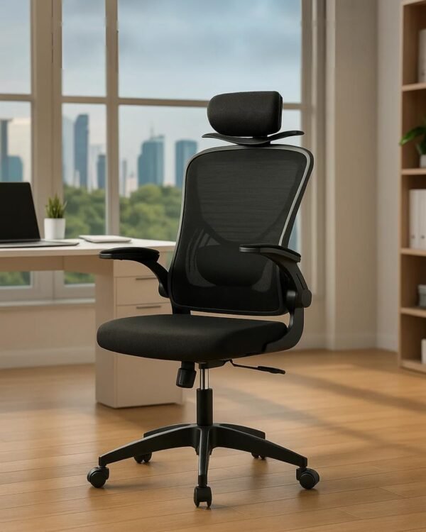 U-STAR Cadeira de Escritório Presidente Ergonômica Cabide Mesh Respirável Ajuste Lombar Preta