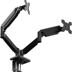 WK-MSP2, Suporte Duplo Ergonômico Articulado de Mesa com Pistão a Gás, Design Compacto e Retrátil para Monitores de 12'' a 32'', Suporta de 2kg a 10kg, Preto