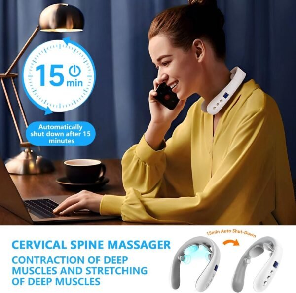 Xpudding Neckology Massageador de pescoço inteligente com calor, massageador elétrico de pescoço para alívio da dor, massageador de pescoço sem fio para mulheres - Imagem 2