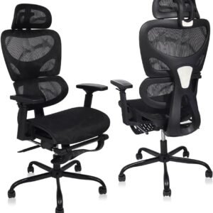 YESOP Cadeira Ergonômica Cadeira De Escritório Ajustável Encosto Ajustável De 90 A 130 Graus Cor Preta