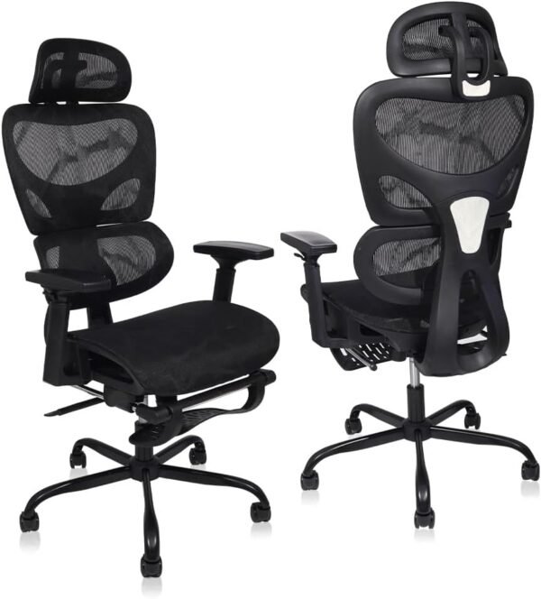 YESOP Cadeira Ergonômica Cadeira De Escritório Ajustável Encosto Ajustável De 90 A 130 Graus Cor Preta