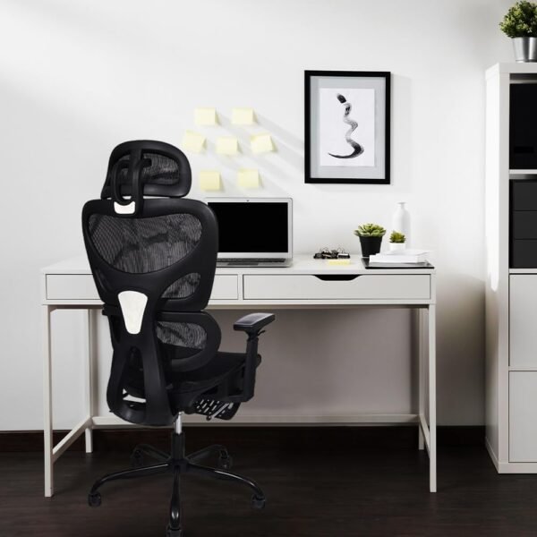YESOP Cadeira Ergonômica Cadeira De Escritório Ajustável Encosto Ajustável De 90 A 130 Graus Cor Preta - Imagem 2