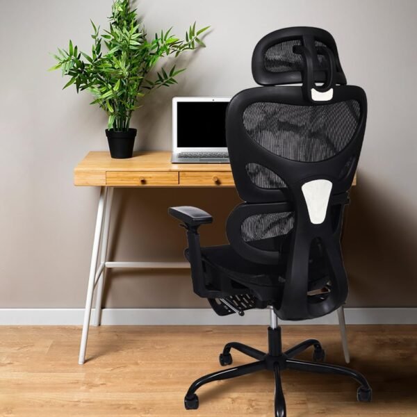 YESOP Cadeira Ergonômica Cadeira Escritorio Suporte de 130 kg com Suporte Lombar Independente, e Encosto de Cabeça Ajustável,e Apoio Retrátil Para Os Pés - Preto - Imagem 2