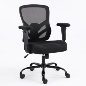 YFO Cadeira de escritório ergonômica, cadeira de mesa de computador de malha com apoio lombar ajustável nas costas e apoios de braços, cadeira executiva giratória confortável para escritório em casa