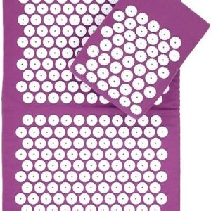YOGATERIA Tapete e Almofada de Acupressão Grande | Revitalizante e Restaurador | Ideal para auto massagem | Capa removível e lavável | Incluso bolsa de armazenamento e transporte (Ameixa)