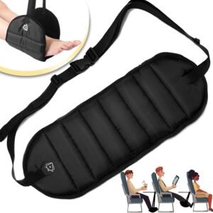 ZOKLU Apoio para os pés de avião para viagem – suporte de rede para perna de voo para evitar dores nas costas, pernas, joelhos, quadril e rigidez – Acessórios portáteis de viagem com altura ajustável