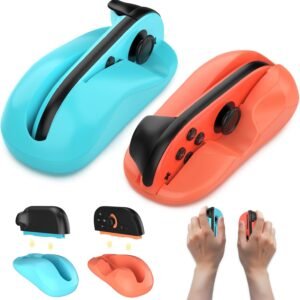 uniro Mouse de jogo para controle Nintendo Switch 2 Joy-Con, para jogos Drag x Drive, kit de acessórios ergonômicos antiderrapantes confortáveis para Switch 2 2025 de 20,9 cm, pacote com 2 (azul