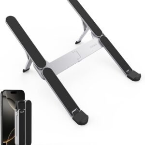 【Inovador e ultracompacto】Suporte de laptop dobrável SODI para mesa, suporte de tablet portátil leve para viagens de negócios, café, suporte de computador com ajuste de altura de 6 níveis para MacBook