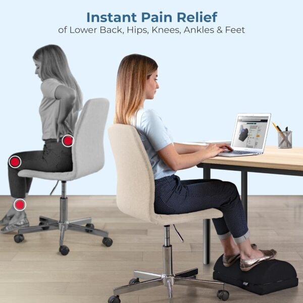Apoio para os pés embaixo da mesa no trabalho – apoio para os pés de espuma ajustável para escritório e casa – banqueta ergonômica para os pés para jogos e cadeiras de computador – - Imagem 3