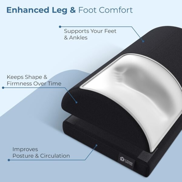 Apoio para os pés embaixo da mesa no trabalho – apoio para os pés de espuma ajustável para escritório e casa – banqueta ergonômica para os pés para jogos e cadeiras de computador – - Imagem 4