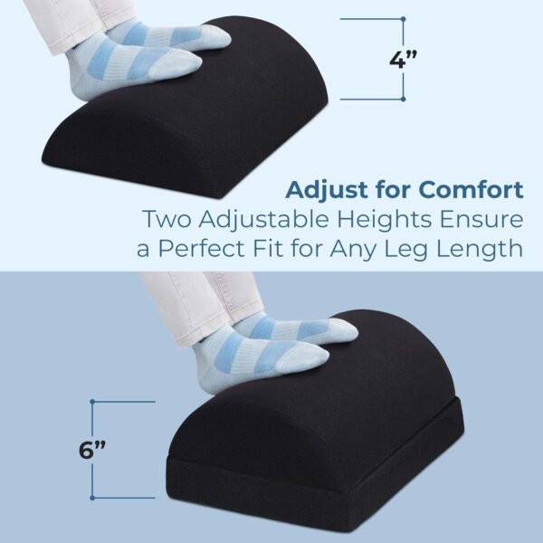 Apoio para os pés embaixo da mesa no trabalho – apoio para os pés de espuma ajustável para escritório e casa – banqueta ergonômica para os pés para jogos e cadeiras de computador – - Imagem 5