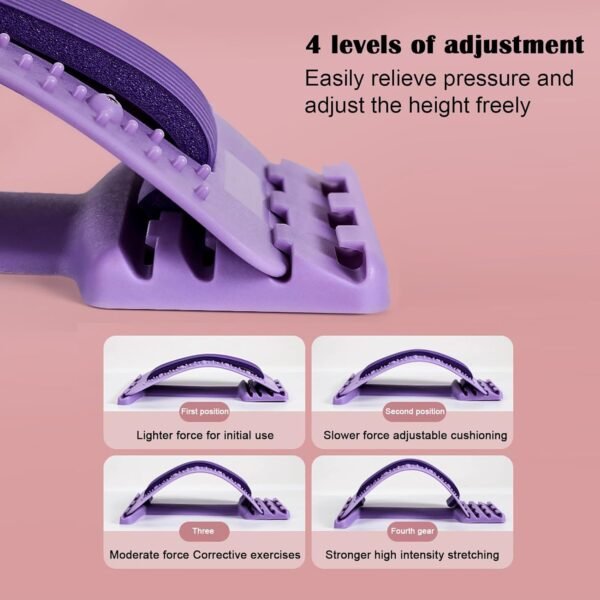 Alongador de para Costas - Suporte Lombar Para Alívio De Dores - Alongador e Massageador Lombar Ajustável em 4 Níveis para o Treino, o Sono, Pilates, Yoga, Estúdio, Carro, a Casa, a Viagem e a - Imagem 7