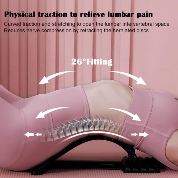 Alongador de para Costas - Suporte Lombar Para Alívio De Dores - Alongador e Massageador Lombar Ajustável em 4 Níveis para o Treino, o Sono, Pilates, Yoga, Estúdio, Carro, a Casa, a Viagem e a - Imagem 8
