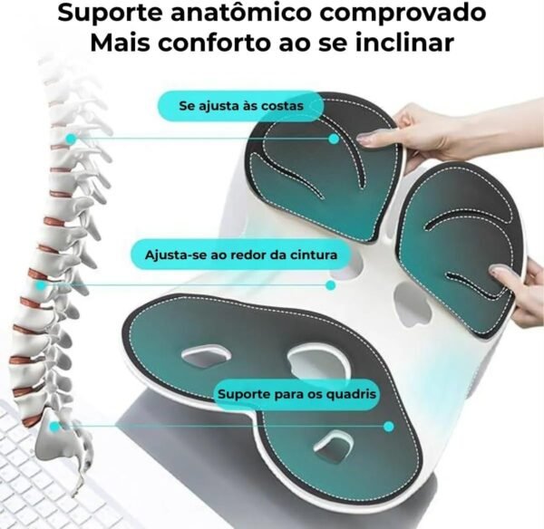 Almofada de Apoio Lombar Cadeira Correção de Coluna M - PRETO - Imagem 6