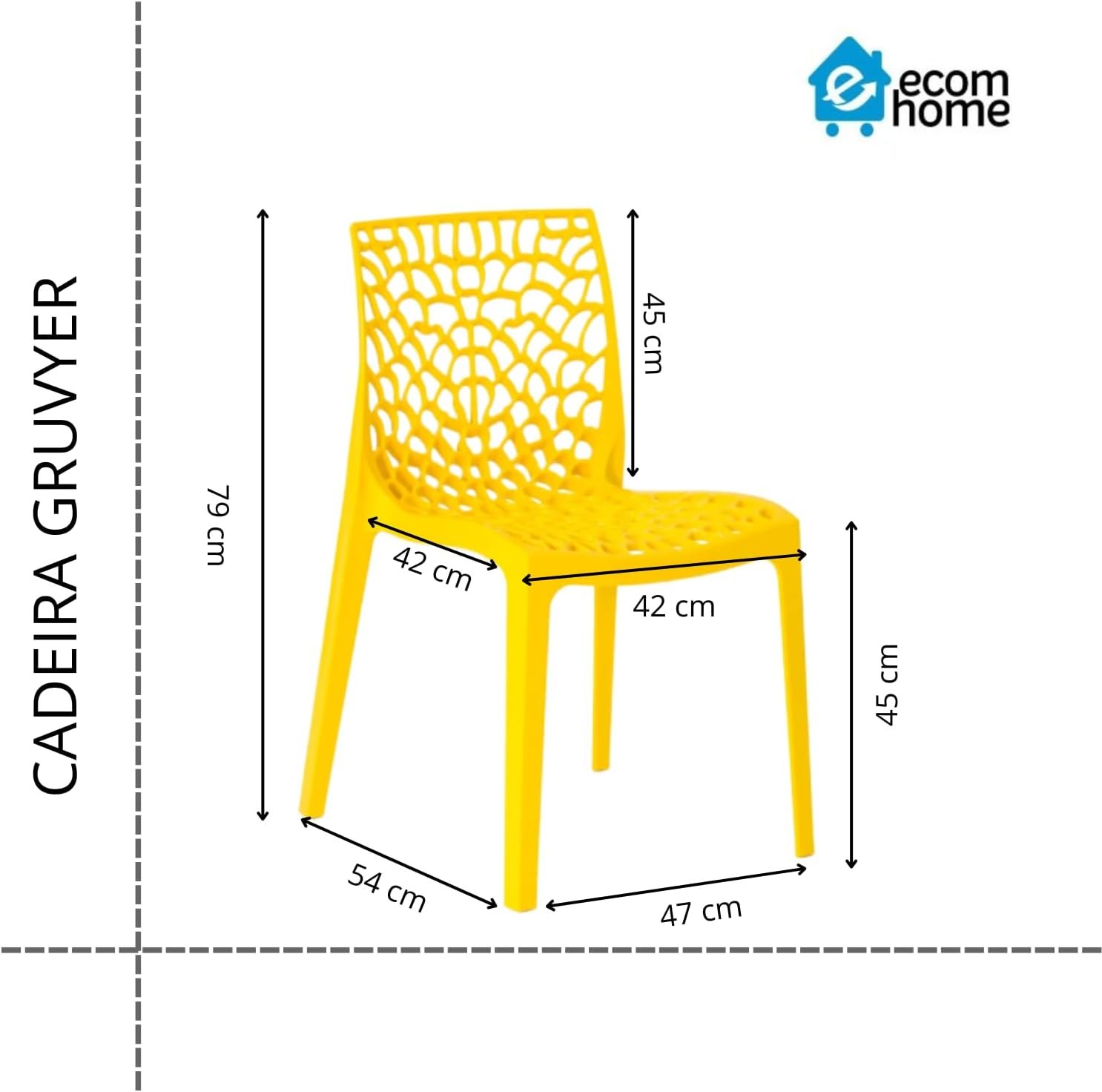 Ecom Home, Kit 2 Cadeiras Gruvyer Amarela Sorveteria Parques Recreação Recepção Açaiterias Bares Restaurantes Refeitórios - Imagem 3