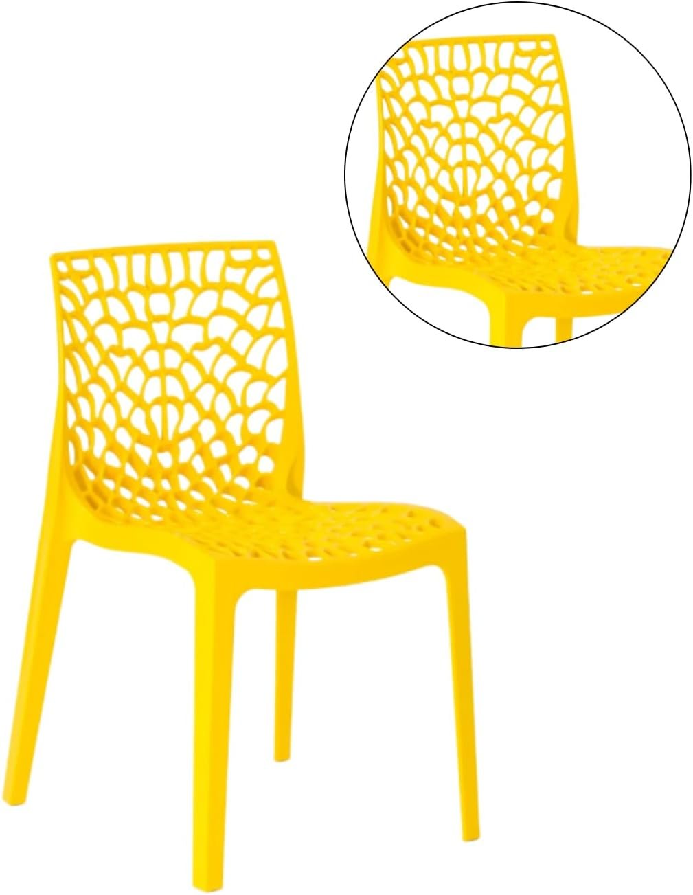 Ecom Home, Kit 2 Cadeiras Gruvyer Amarela Sorveteria Parques Recreação Recepção Açaiterias Bares Restaurantes Refeitórios - Imagem 4