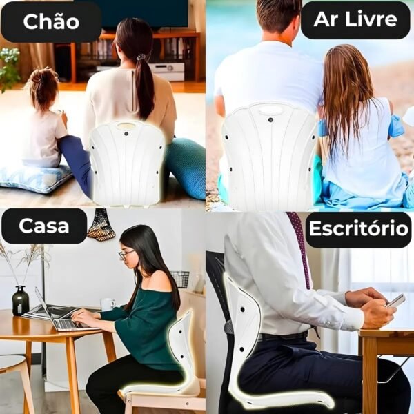 Almofada de Apoio Lombar Postural Cadeira Correção de Coluna - PRETO (GG) - Imagem 3