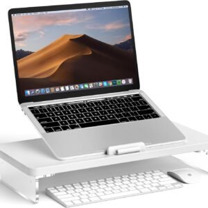 AFOOYO Suporte ajustável para laptop, organizador ergonômico ventilado de mesa de computador para notebook de 10 a 17,3 polegadas, armazenamento de mesa compatível com MacBook, Dell, HP, Lenovo, 1