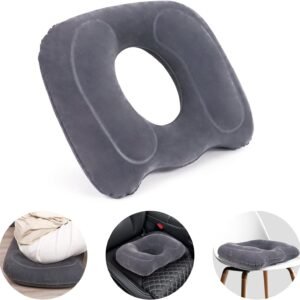 AirSwim Almofadas infláveis para hemorroidas, almofada de donut para dor no cóccix, almofada de assento inflável ajustável para feridas na cama, gravidez pós-parto, assento de carro, avião, 44 x 39 cm