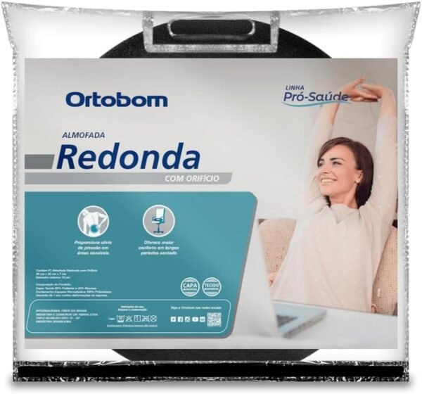 Almofada Anatômica Redonda com Orifício, Preta