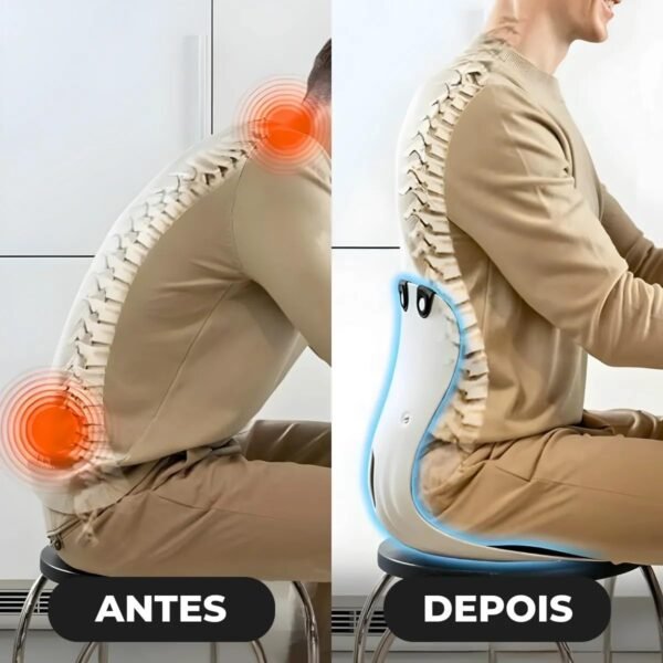 Almofada de Apoio Lombar Postural Cadeira Correção de Coluna - PRETO (GG) - Imagem 2