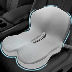 Almofada de assento para motorista de caminhão com alça ajustável, almofada de cadeira de espuma viscoelástica para ciática, costas, alívio da dor no cóccix, ventilação íntima, capa antiderrapante e