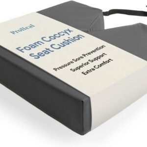 Almofada para cadeira de rodas de espuma de cóccix 45,7 cm x 5 cm – Oferece suporte para a parte inferior das costas – Alívio para feridas de pressão e dor – Espuma de alta densidade e alta resistência – 1 ano de garantia