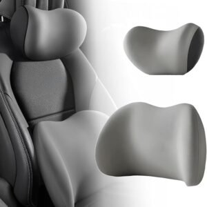 Almofada para encosto de cabeça e suporte lombar para carro, ergonômica, encosto de cabeça, apoio lombar, espuma viscoelástica e capa removível respirável para alívio da dor no pescoço nas costas
