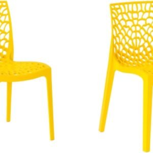 Ecom Home, Kit 2 Cadeiras Gruvyer Amarela Sorveteria Parques Recreação Recepção Açaiterias Bares Restaurantes Refeitórios