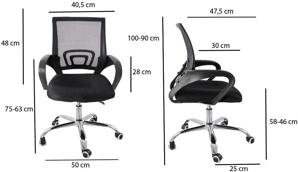 Kit 3 Cadeiras de Escritorio Begonia Tela Mesh Ergonomico - Preto - Imagem 2