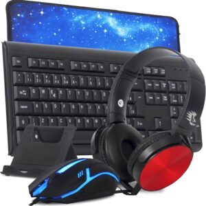 Kit Gamer Teclado Semi Mecânico + Mouse led 7 Cores 3200dpi Headset com Microfone + Mouse Pad