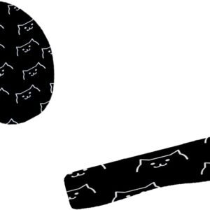 Kit Mouse Pad E Apoio Teclado Gato com Linha Branca e Fundo Preto